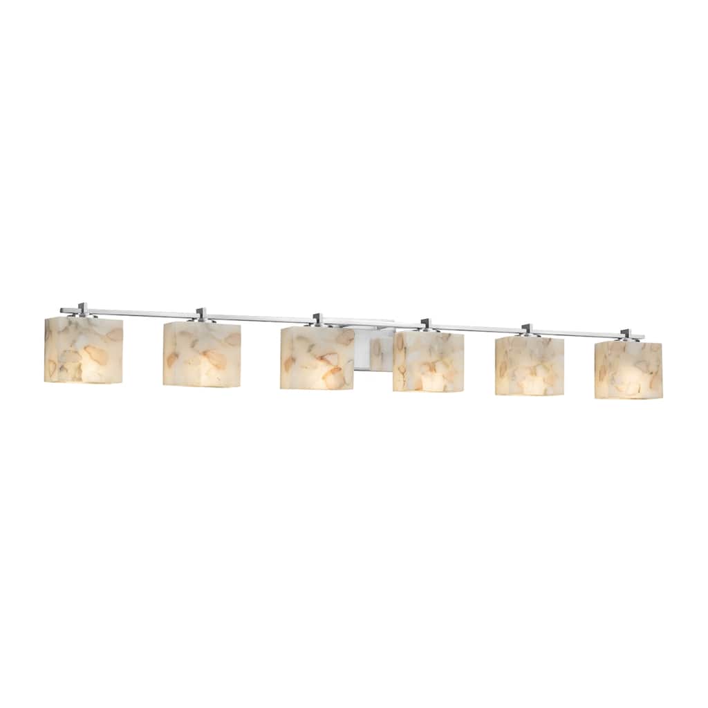 Justice Design Alabaster Rocks! Era 6-light Polished Chrome Bath Bar, Alabaster Rocks Rectangle Shade - Polished Chrome