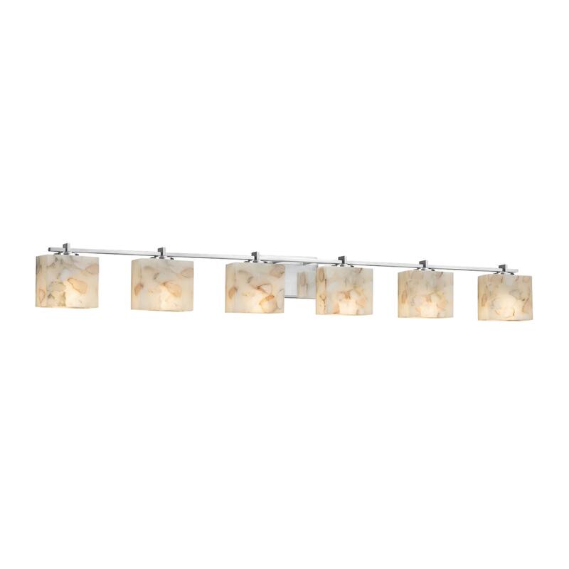 Justice Design Alabaster Rocks! Era 6-light Polished Chrome Bath Bar, Alabaster Rocks Rectangle Shade - Polished Chrome