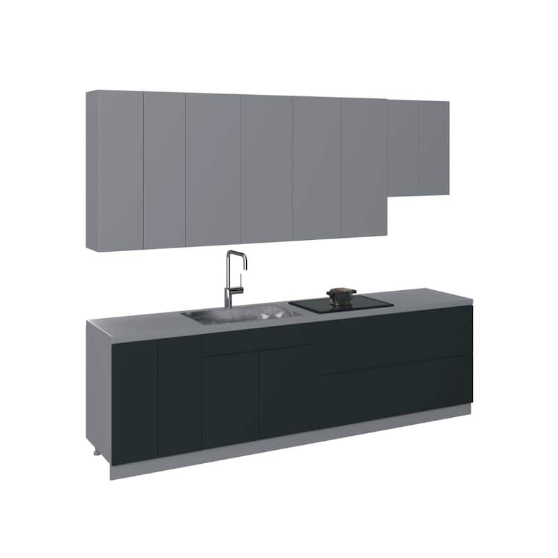 Kitchen Contemporary Collection Black & White Gloss Color Base Size 9.5Ft Wide - 114x24 - Black