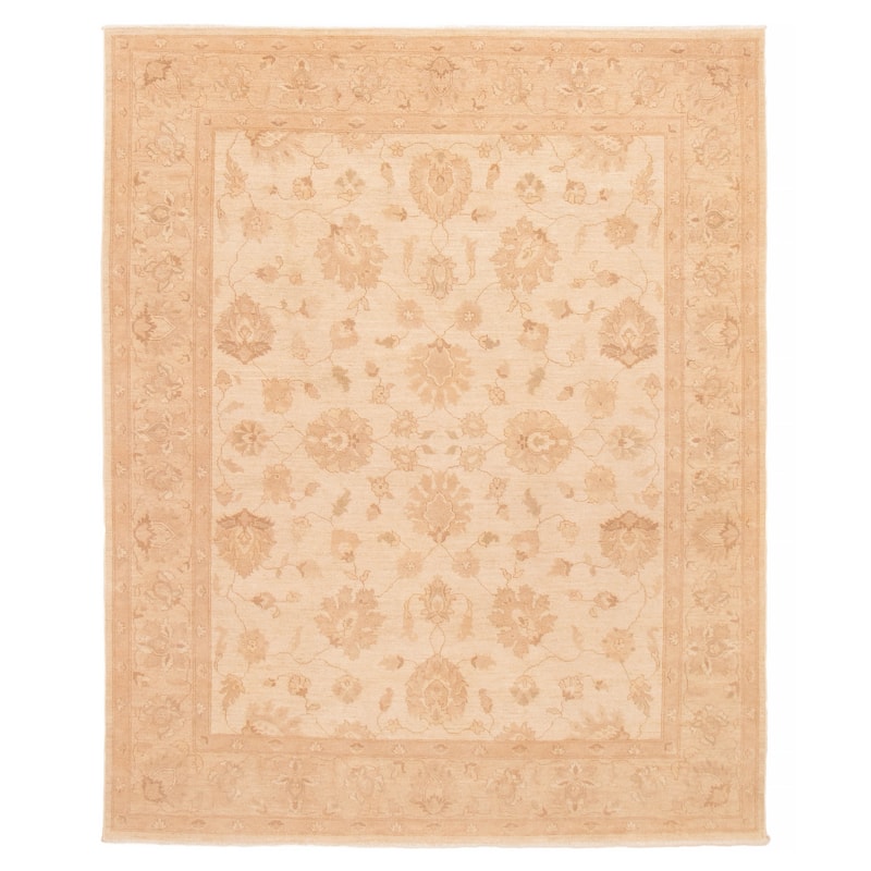 ECARPETGALLERY Hand-knotted Chobi Finest Ivory Wool Rug - 8'1 x 9'11 - Ivory - 8'1 x 9'11