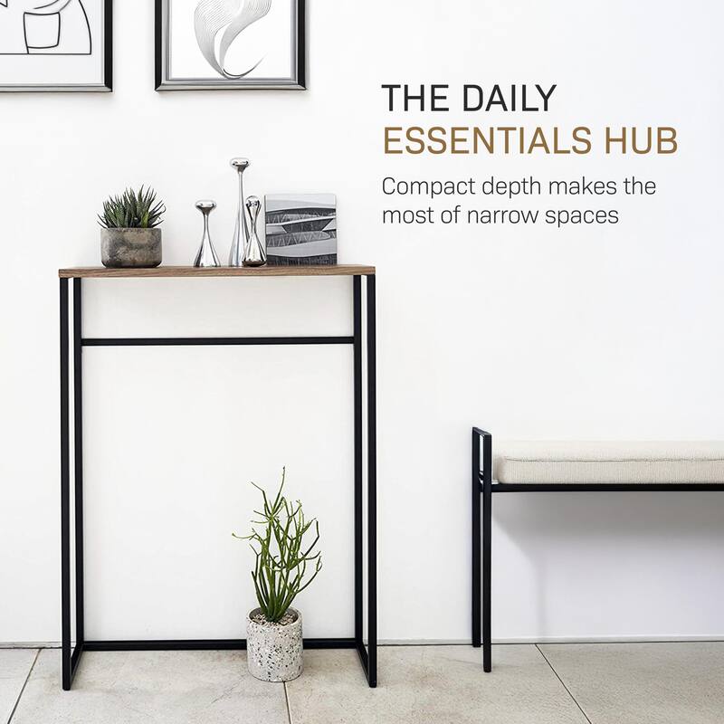 Yamazaki Home Narrow Entryway Console Table, Steel, Holds 11 lbs - L 7.28 x W 23.62 x H 31.69 inches