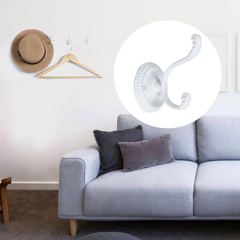 4pcs Dual Robe Hooks Zinc Alloy Bathroom Hooks Towel Hanger w Screws - 2.4" x 1.7" x 2.1"(L*W*H)