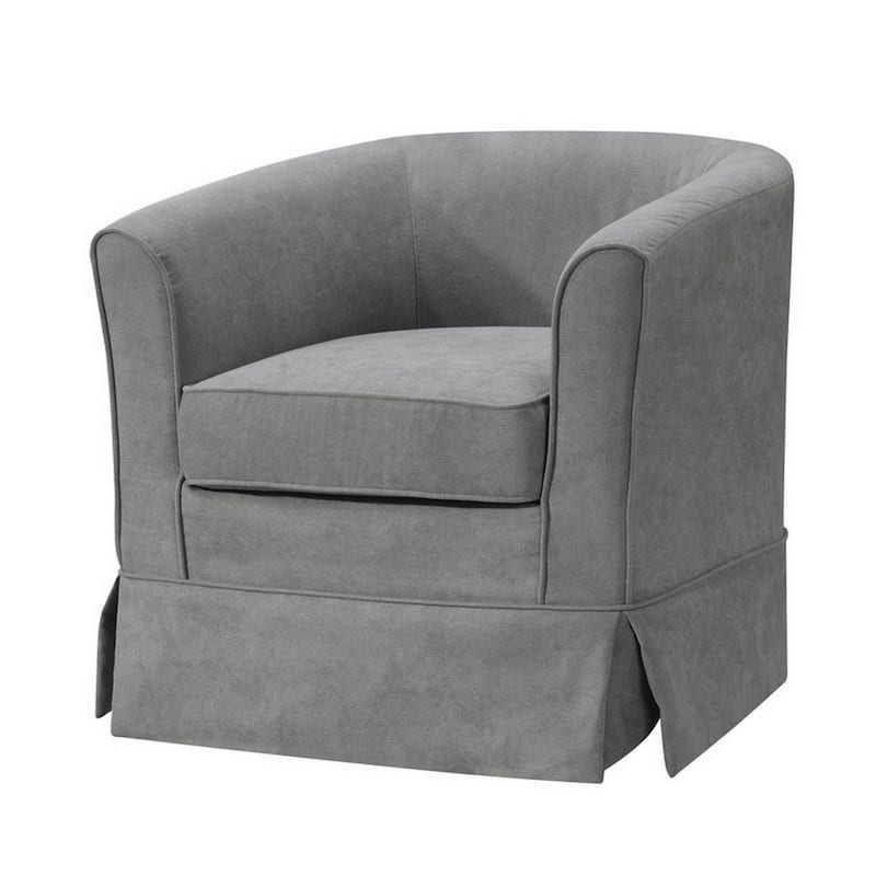 Swivel Accent Chair, Fabric Upholstery, Curved Back, Skirted - 28 Inch - 28" x 28" x 27.5"