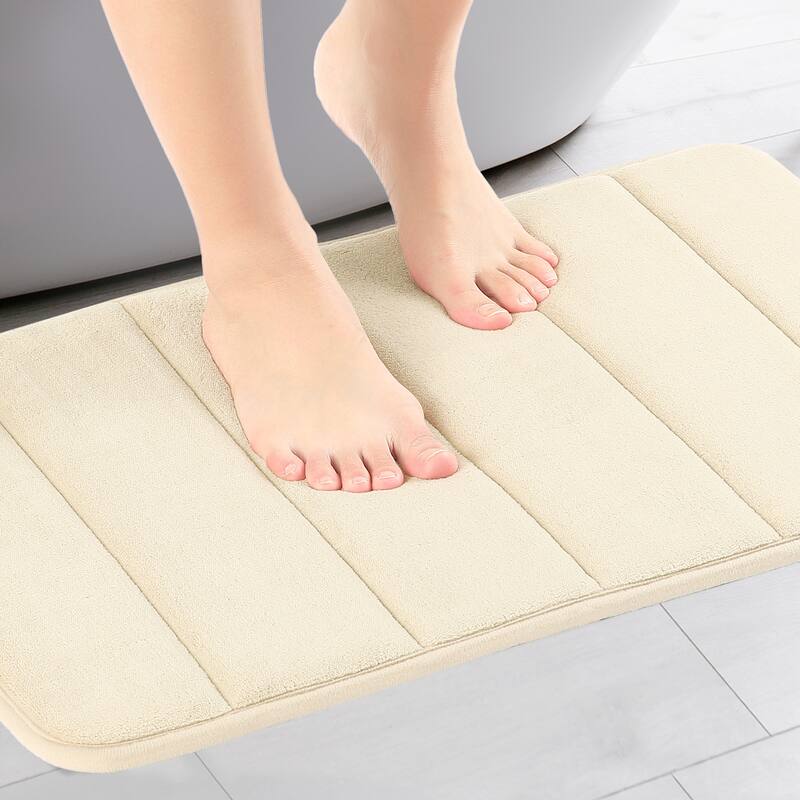 Non Slip Bathroom Rug Thick Soft Bathroom Mat Quick Dry Anti Skid Bath Rugs Absorbent Machine Washable - Khaki - 20" x 32"