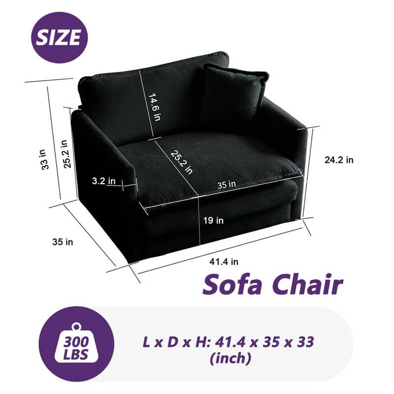 Modern Living Room Set, Upholstered Chenille Sofa with Pillows for Living Room, Chenille