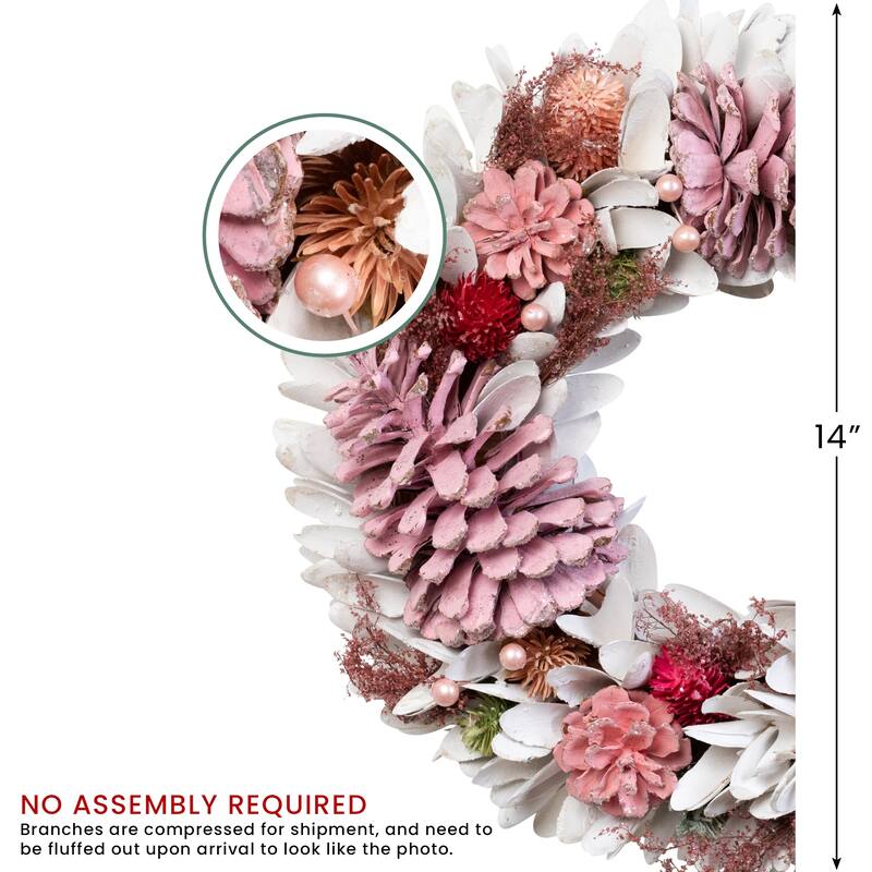 Frosted Thistle and Pinecone Artificial Christmas Wreath - 14" - Unlit