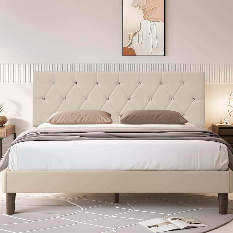 Upholstered Headboard, Diamond Tufted Adjustable Headboard from 39.8" to 49.8", Queen Headboard/ King Headboard