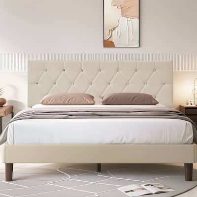 Upholstered Headboard, Diamond Tufted Adjustable Headboard from 39.8" to 49.8", Queen Headboard/ King Headboard