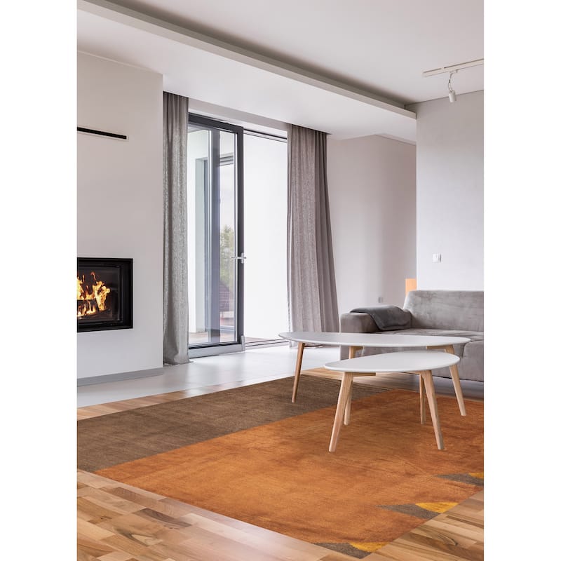 ECARPETGALLERY Hand-knotted Opulence Brown Viscose, Wool Rug - 9'11 x 10'0