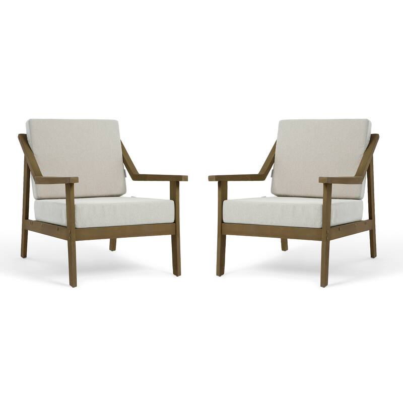 Outdoor Patio Club Chair Arm Lounge Cushion Chair (Set of 2)