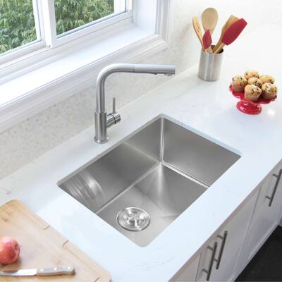 STYLISH 28 inch Single Bowl Undermount Stainless Steel Kitchen Sink - 28" x 18" x 10"