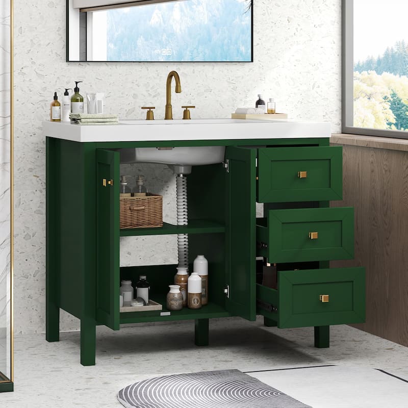 Moasis 36"/42" Bathroom Vanity with Sink Set and 2 Soft-Closing Doors & 3 Drawers
