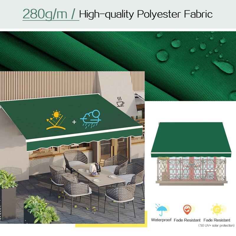 AECOJOY Manual Retractable Patio Awning Outdoor Sunshade Shelter (Cover Only)