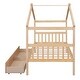 preview thumbnail 10 of 41, Twin Size Wooden House Bed with Drawers