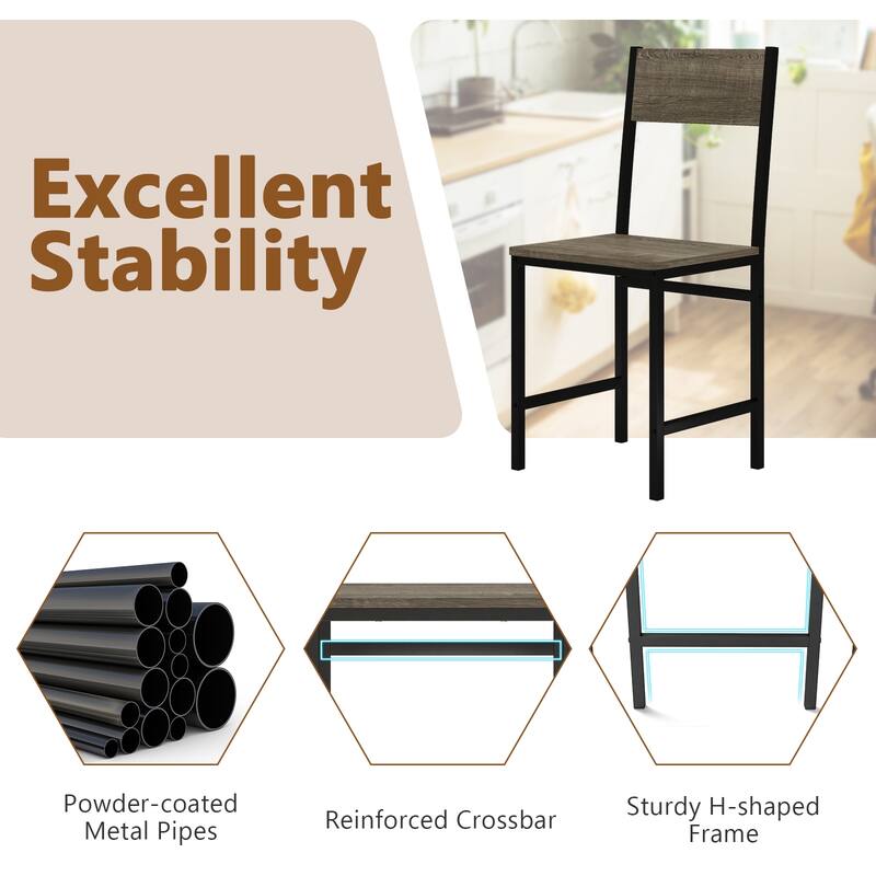 Gymax Set of 4 Dining Chairs w/Metal Legs Slanted Back Wide Seat for