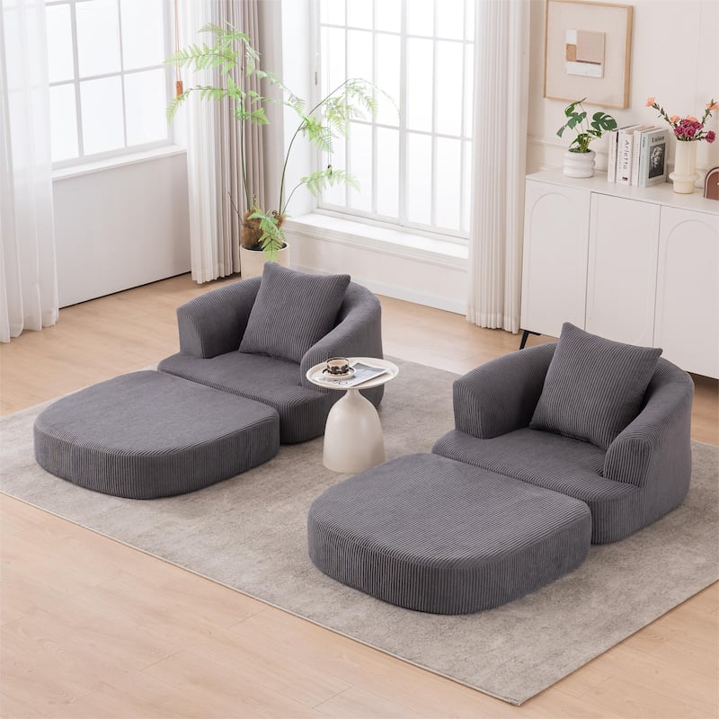 Single Club Arm Chairs Corduroy Recliner Foldable Chaise Lounges Floor Accent Chairs with Pillow for Living Room Lounge Chairs