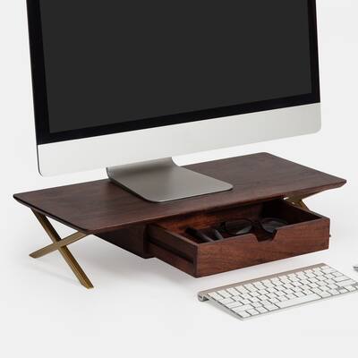 Jani Wood Monitor Stand Riser Desk - Ergonomic Design Stand, Desktop Organizer Table for Home, Office Workspace, Gaming Desk