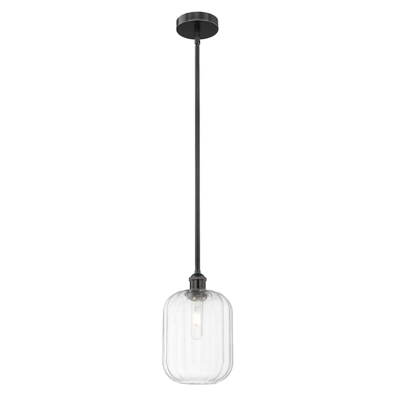 Innovations Lighting Endless Possibilities Edison - Preston - 1 Light 7" Jar Shade Stem Hung Mini Pendant - Clear/Matte Black