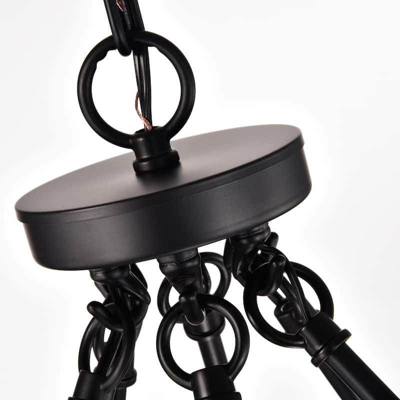 The Gray Barn Liam Matte Black 33-Light 48-inch 2-Tier Round Wagon Wheel Chandelier