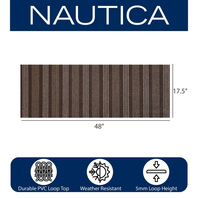 Nautica PVC Loop Utility Indoor/Outdoor Striped Mat