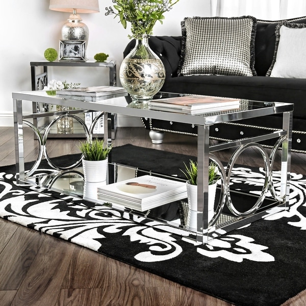 Silver Orchid Pehrson Contemporary Glass Top Coffee Table. Opens flyout.