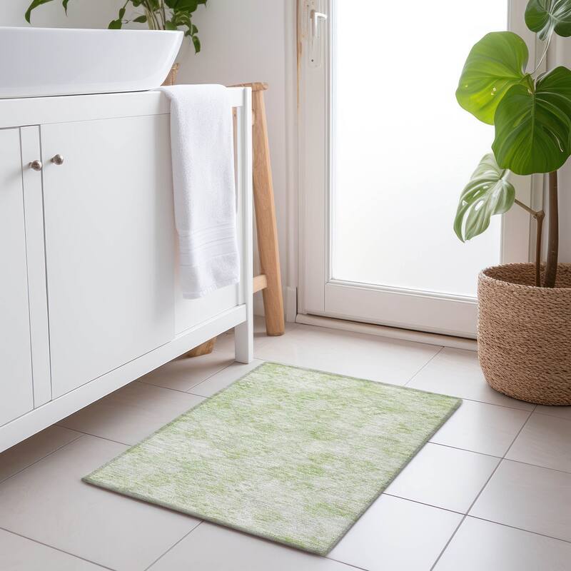 Machine Washable Indoor/ Outdoor Boho Modern Chantille Rug - Sage - 1'8" x 2'6"
