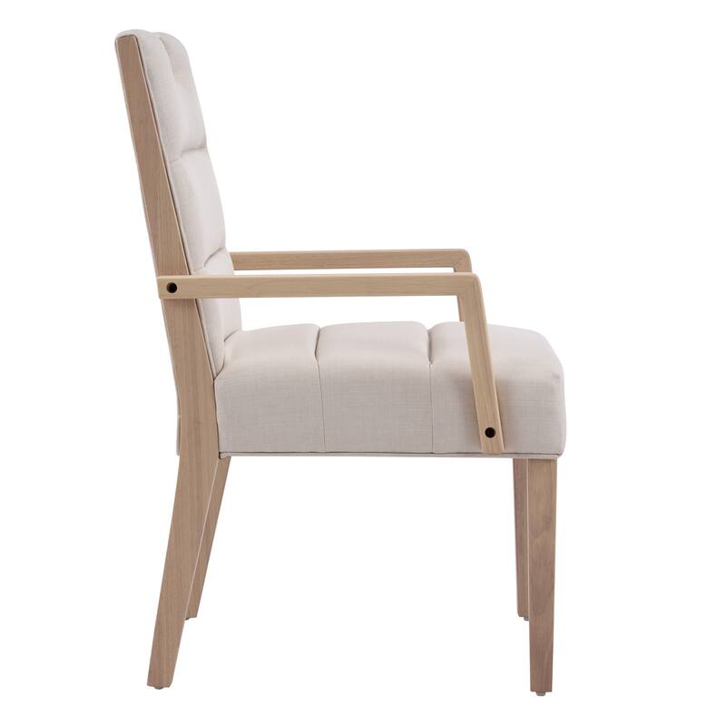 Christopher Knight Home - Modern Upholstered Rubber Wood Dining Chairs with Armrests