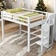 preview thumbnail 1 of 28, Full Size Loft Bed Kids Bed with Wardrobe and Staircase White