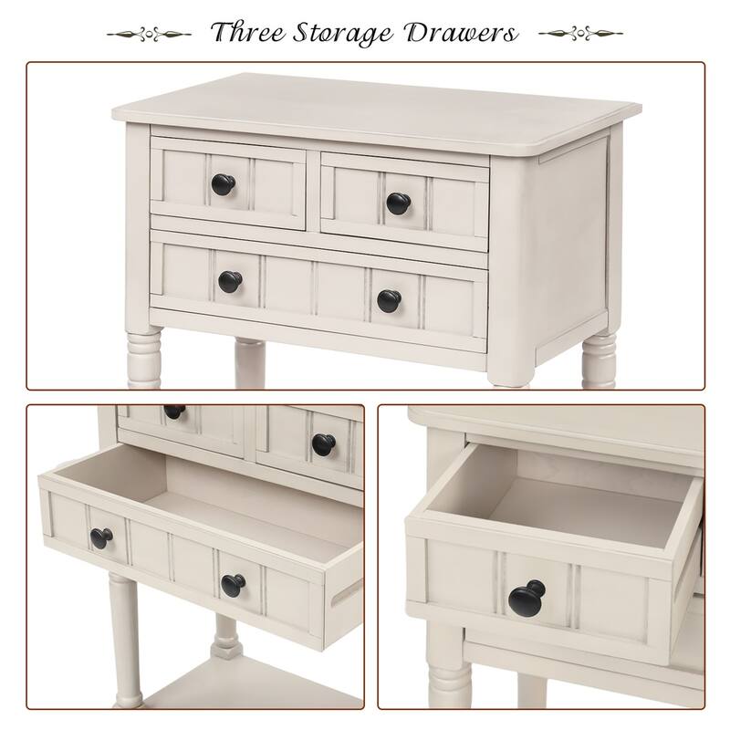 Copper Grove Colby 3-drawer Console Table with Bottom Shelf