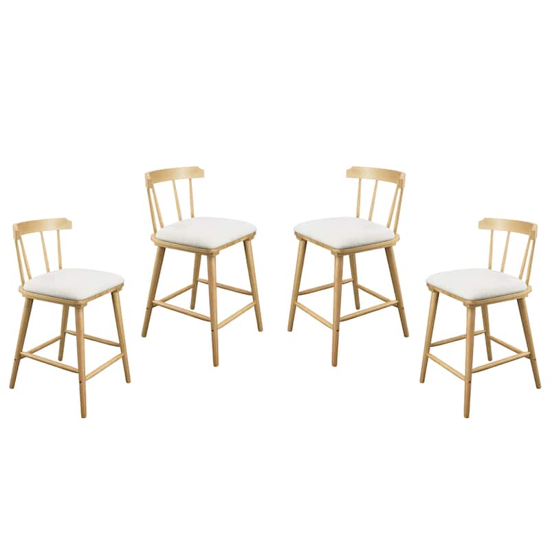Roomfitters Olivia Indoor Windsor Style Counter Stools with Cushion, Natural Finish