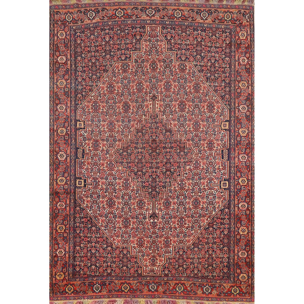 Hand Knotted Oriental 100% Wool Carpet Traditional Medallion Beige & Ivories Senneh Area Rug - 6' 3'' X 4' 5''