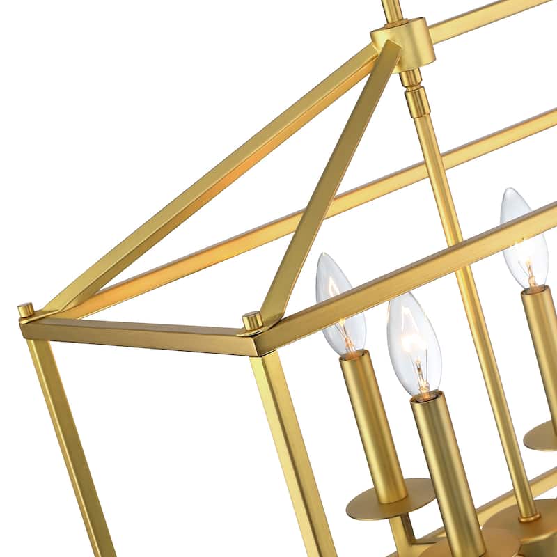 8-Light Pendant with Matte Black Finish and Steel Cage Shade