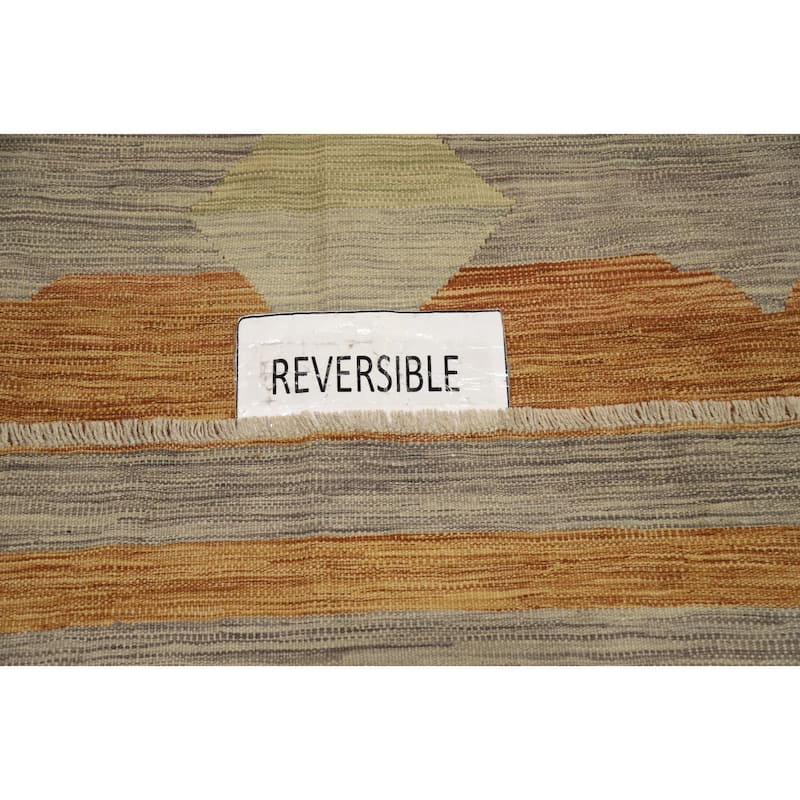 Hand Woven Oriental 100% Wool Carpet Southwestern Modern Greys & Charcoal Kilim Area Rug - 8' 1'' X 4' 11''