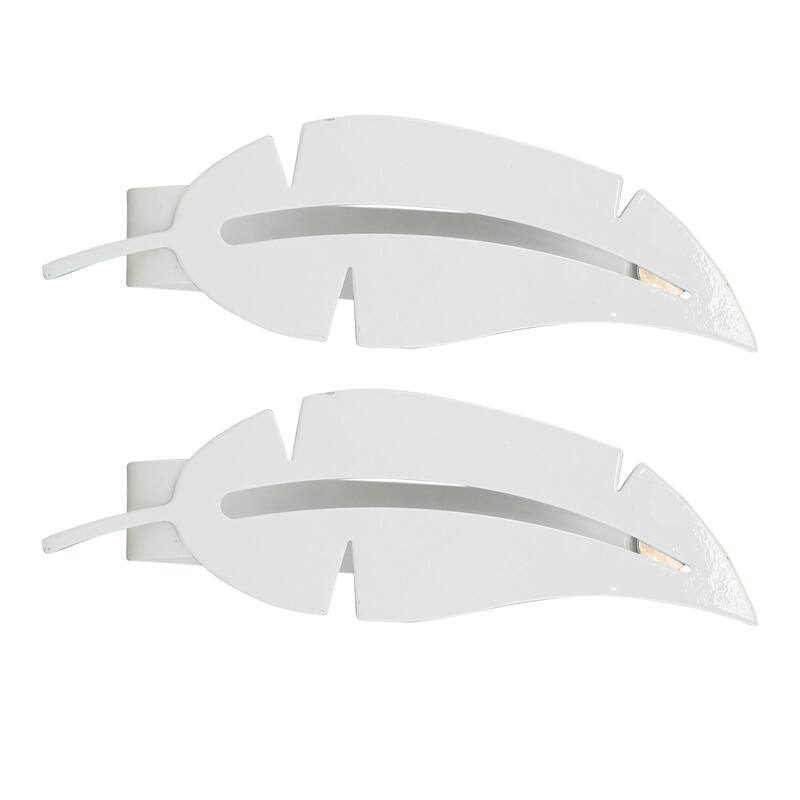 Set of 2 Metal Feather Tieback With Magnet Plume Shiny - 6.8"L x 2"W x 1"D