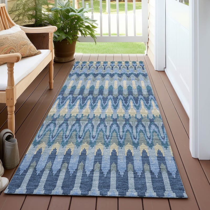 Machine Washable Indoor/ Outdoor Chantille Moroccan Rug - Denim - 2'3" x 7'6"