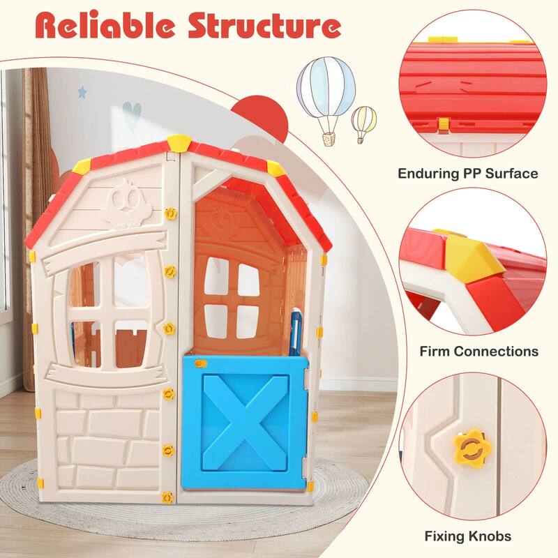 Costway Outdoor Kids Playhouse with Openable Door Windows for Home - See Details