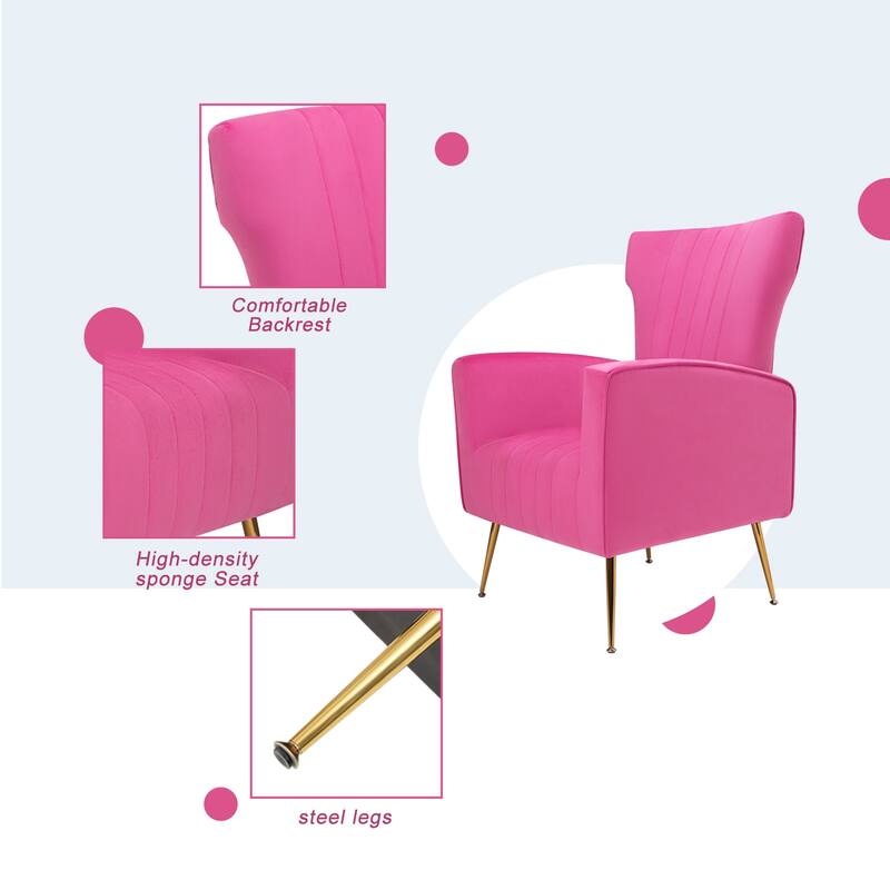 Velvet Accent Chair with Gold Legs