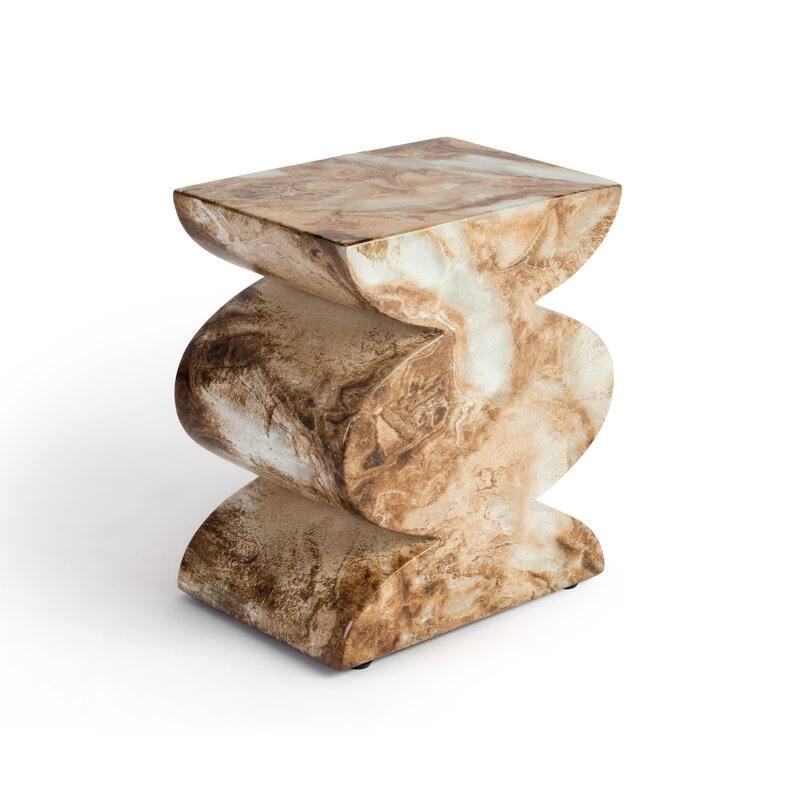 Studio London Trudi Faux Marble Effect Stool End Table – Onyx Brown
