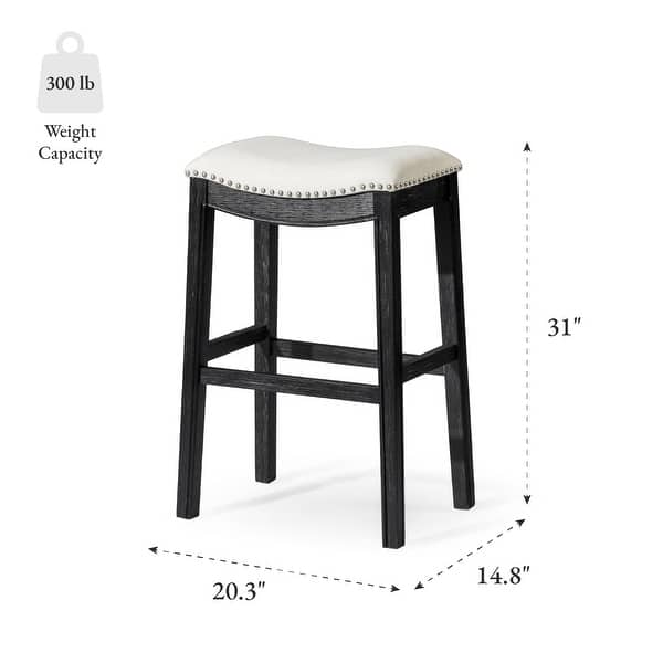 dimension image slide 10 of 11, Maven Lane 31" Adrien Saddle Kitchen Bar Height Stool - N/A
