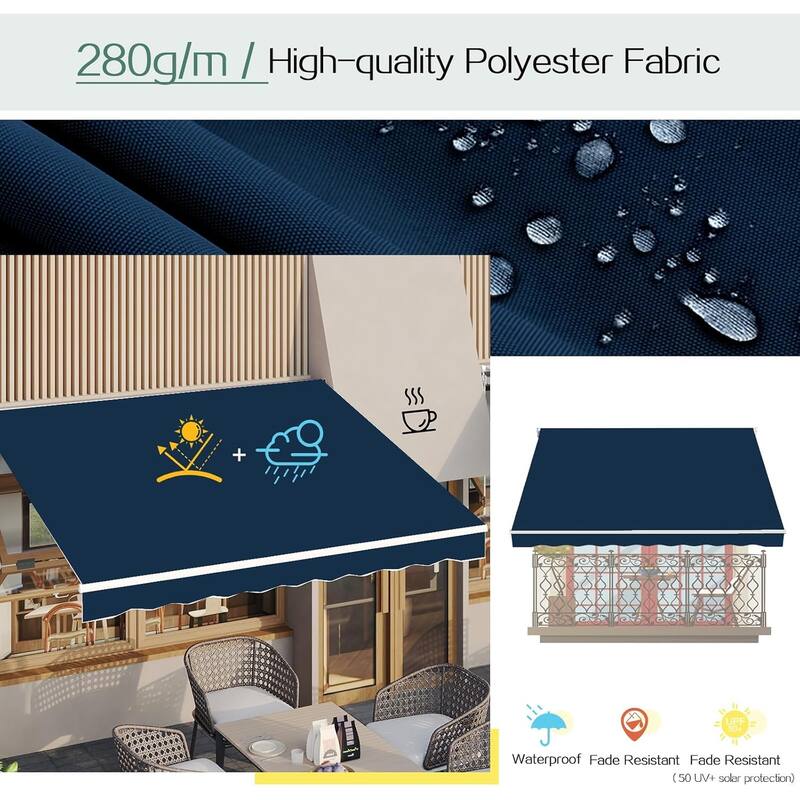 AECOJOY Manual Retractable Patio Awning Outdoor Sunshade Shelter (Cover Only)