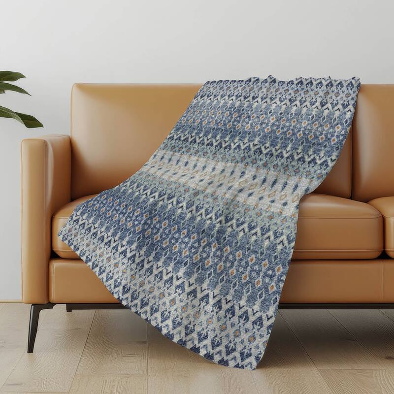 Premium Machine Washable ASB72 Boho Moroccan Sherpa Throw Blanket - Seaglass - 4'2" x 5'10"
