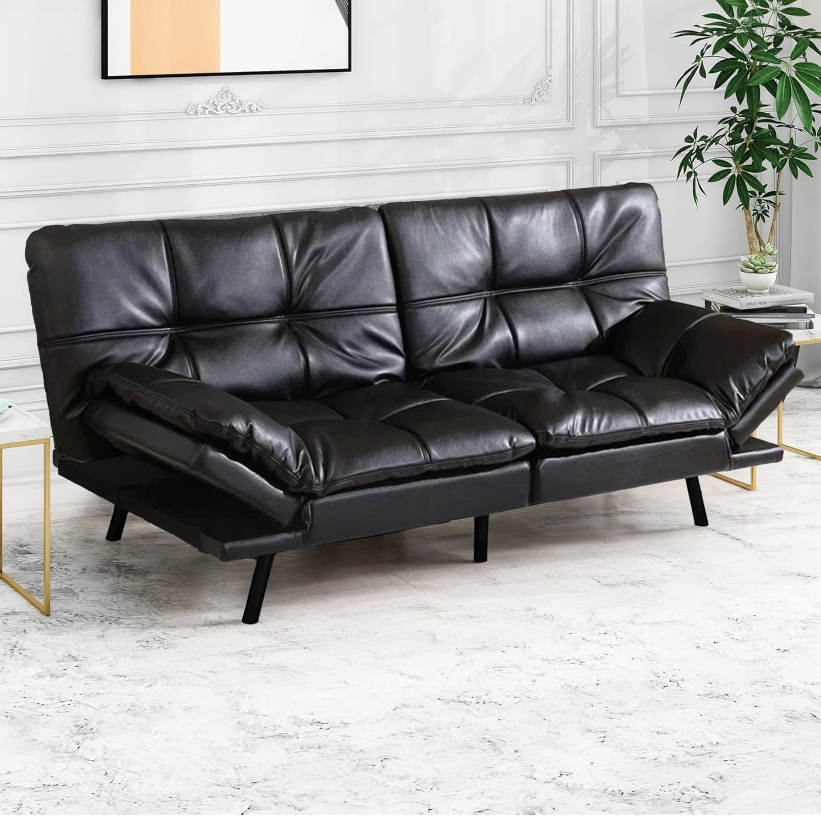 Futon Sofa Bed, Modern Convertible Sleeper Couch Daybed with