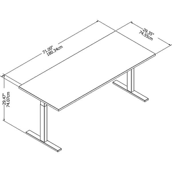 dimension image slide 12 of 15, Move 60 Series 72W x 30D Height Adjustable Standing Desk