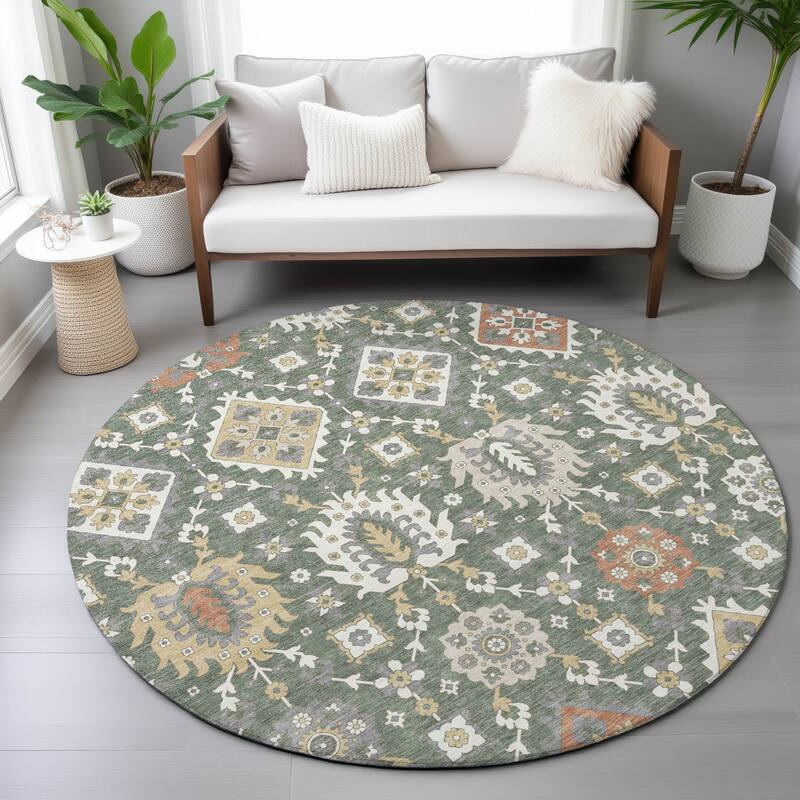 Machine Washable Indoor/Outdoor Boho Global Chantille Rug
