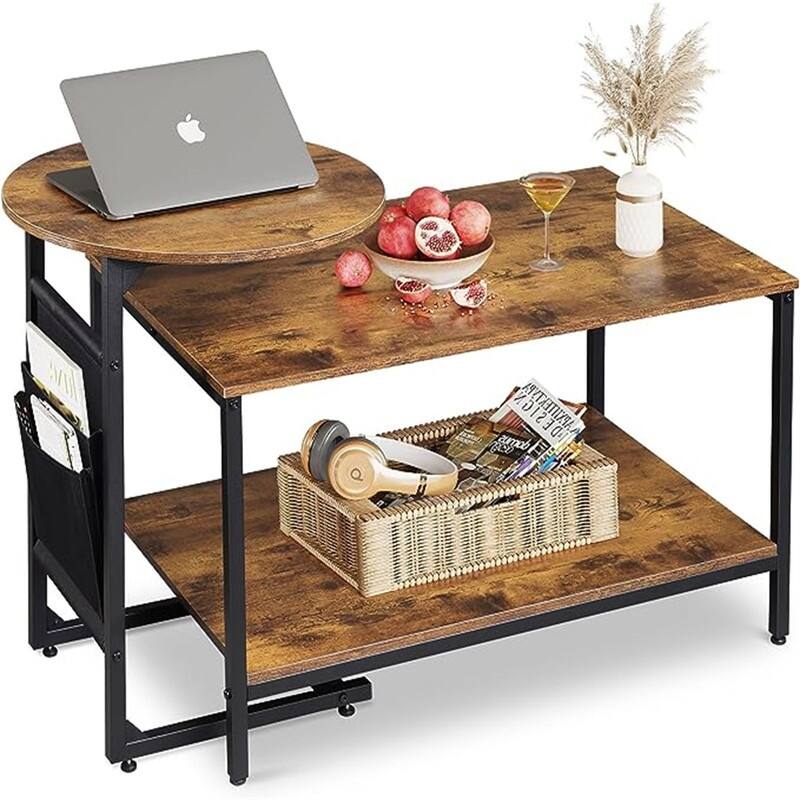 Coffee Table - 19.69"D x 34.76"W x 24.17"H - Rustic Brown