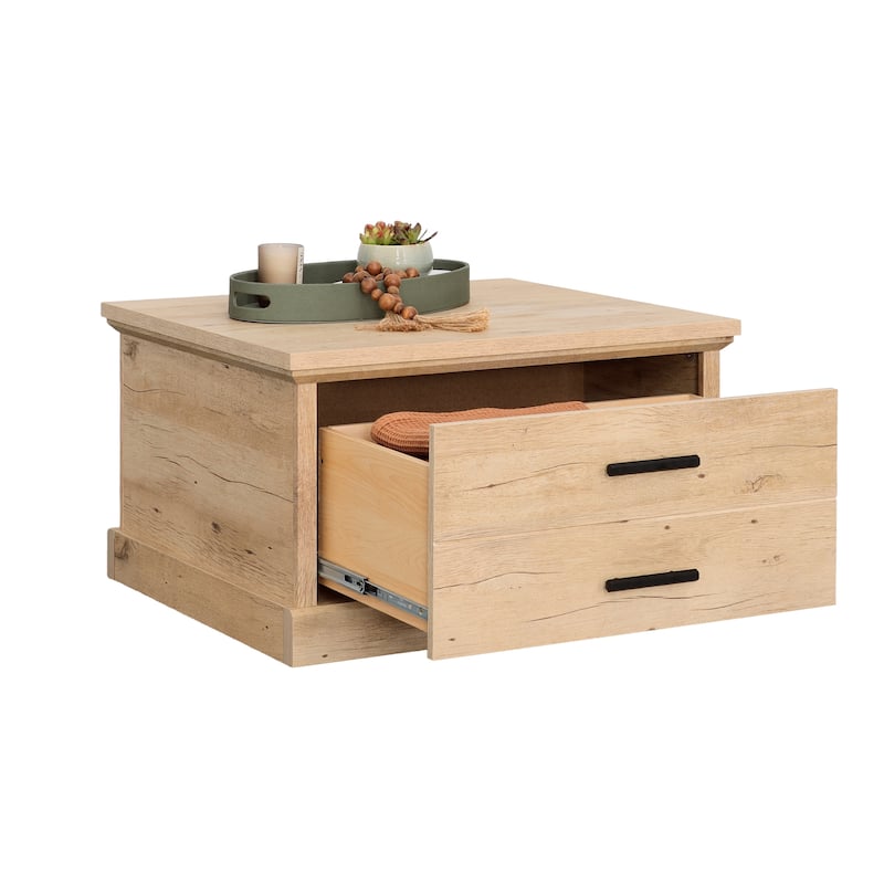 Wood Coffee Table with Spacious Drawer - 32.21" L x 29.53" W x 19.02" H