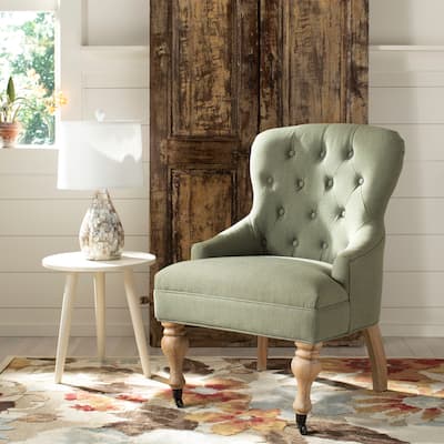 SAFAVIEH Falcon Granite Linen Fabric Arm Chair - 23.6" x 28.7" x 34.6"