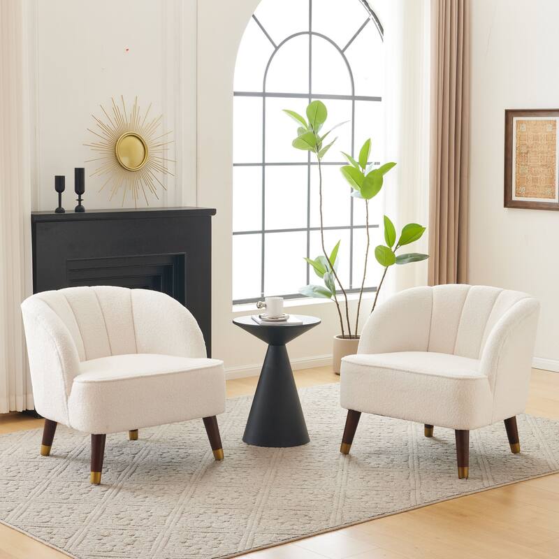 Mokena Modern Upholstered Club Chair (Set of 2) by Christopher Knight Home - White-Boucle