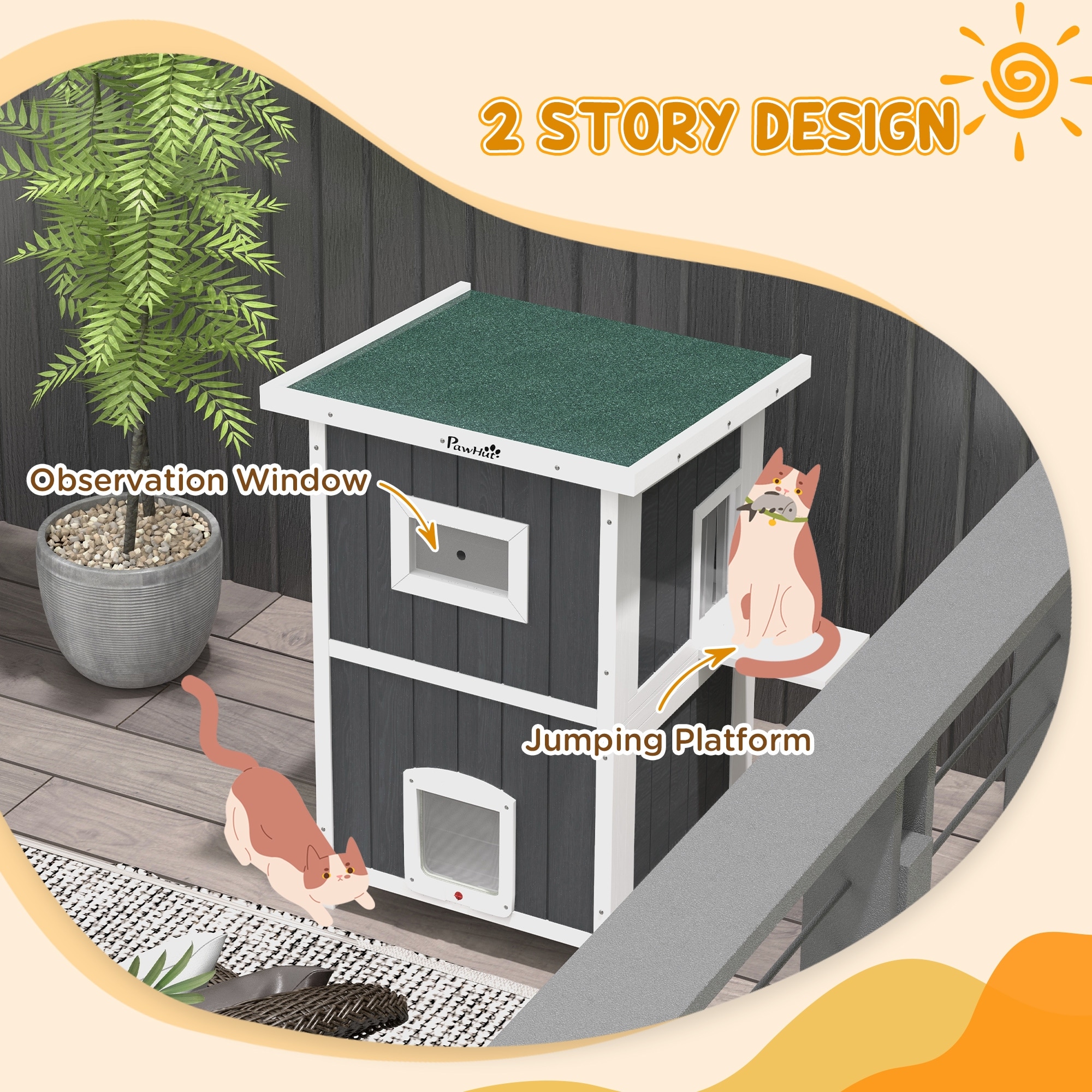 キャットハウス PAWZ Road 2 in 1 Cat Bed Foldable Pet Cave for Indoor Pet Cat