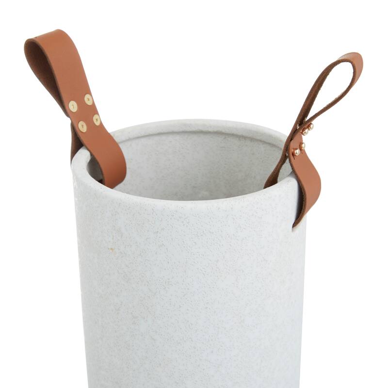 CosmoLiving by Cosmopolitan Ceramic Vase with Leather Handles (Set of 2) - White or Black
